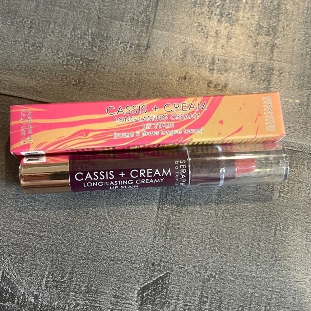 Seraphine Botanicals Long-Lasting Creamy Lip Stain in Cassis + Cream - New